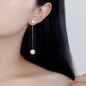 

99 pure Silver ear studs pendant female long fringed flower earrings assembly Jewelry temperament Ear Clip korean earrings 020