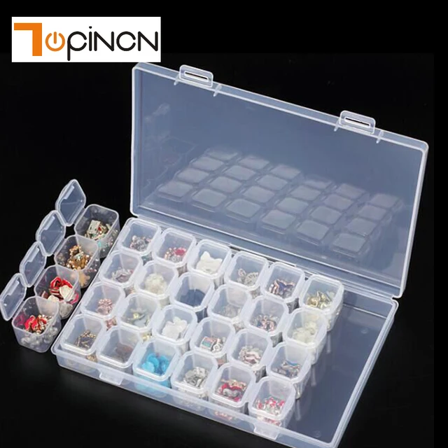 28 Slots Plastic Craft Nail Art Rhinestone Storage Box Organizer