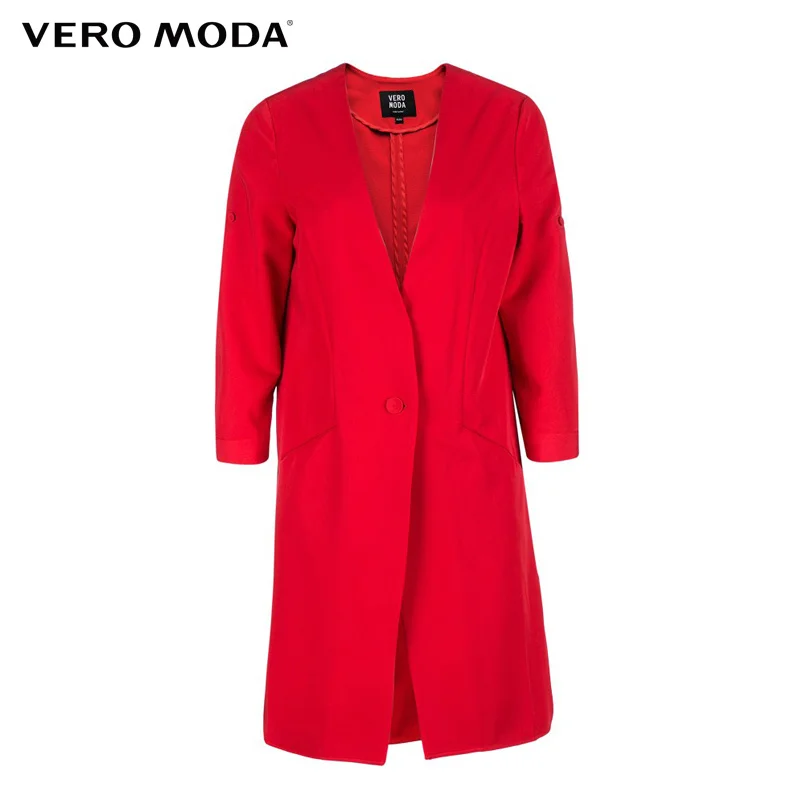 Vero Moda Brand 2018 NEWslim single button three simple quarter sleeve V-Neck trench coat regular straight women suit| 316108031 Vero Moda Brand 2018 NEWslim single button three simple quarter sleeve V-Neck trench coat regular straight women suit| 316108031