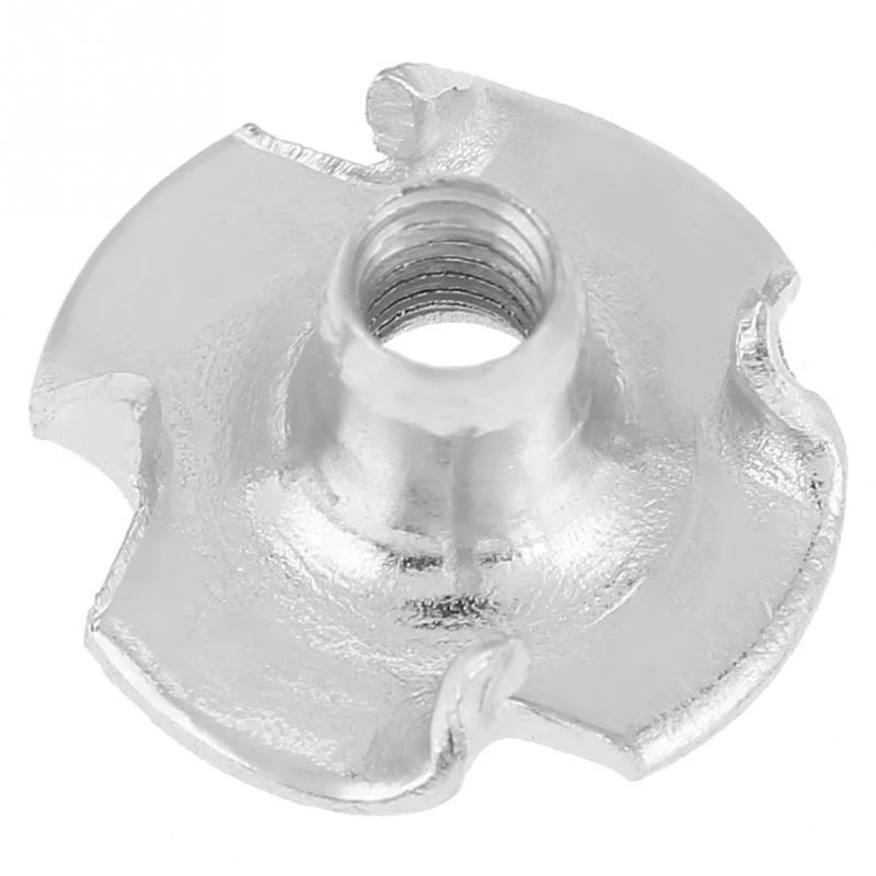 M8 Zinc Plated Carbon Steel T Nut Four-Pronged Tee Nuts for Woodworking Furniture T Nut