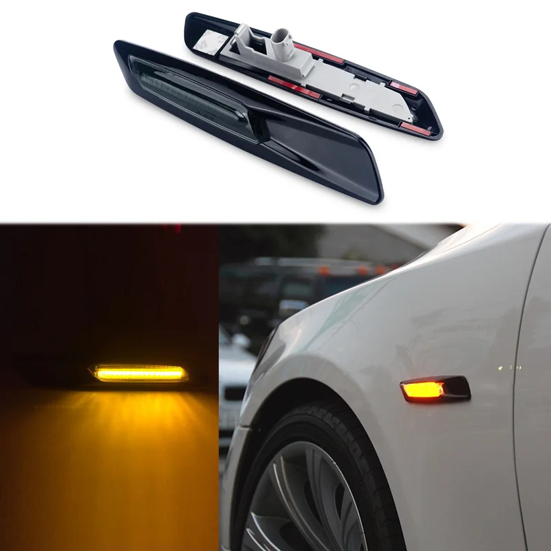 

2pcs Trim LED Fender Side Marker Light Turn Signal Lamp for BMW E60 E87 E82 E88 E90 E91 E92 E93 E61 Car Styling Amber Yellow