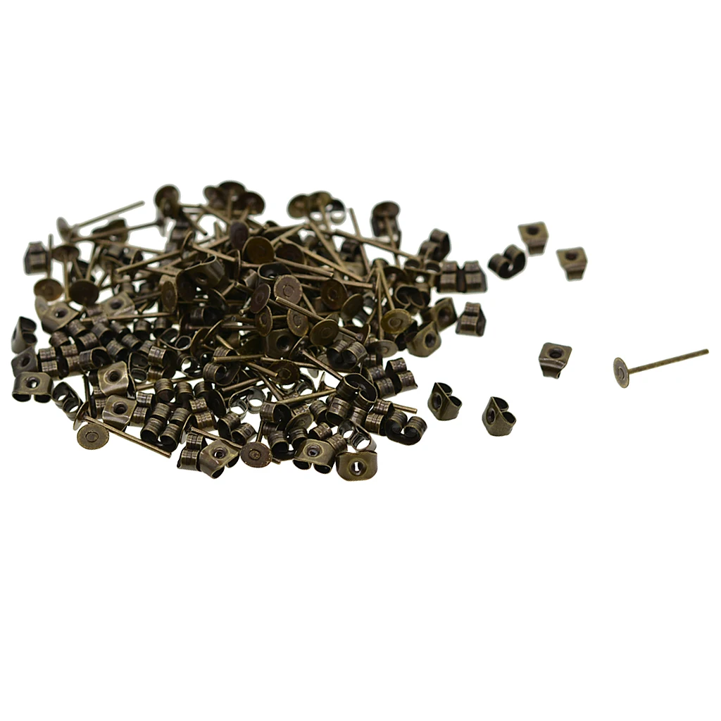 20pcs 4mm Iron Earrings Blank Round Flar Pad Earring Posts and Backs Findings DIY Earring Supplies