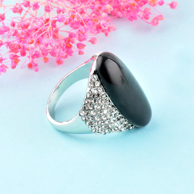 SINLEERY винтажные кольца с большим черным опалом и камнем для женщин, размер 6, 7, 8, 9, 10, серебряное кольцо, ювелирные изделия для свадебной вечеринки JZ512