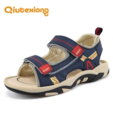 QIUTEXIONG/летние пляжные сандалии для мальчиков; детские сандалии; дышащая детская обувь; быстросохнущая школьная спортивная обувь с вырезами