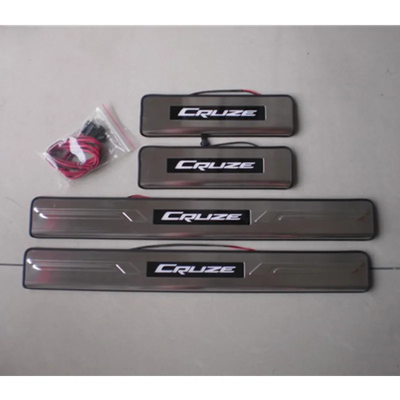 

High quality stainless steel Blue LED Scuff Plate/Door Sill Protector Sticker Car Styling For chevrolet Cruze 2009-2014