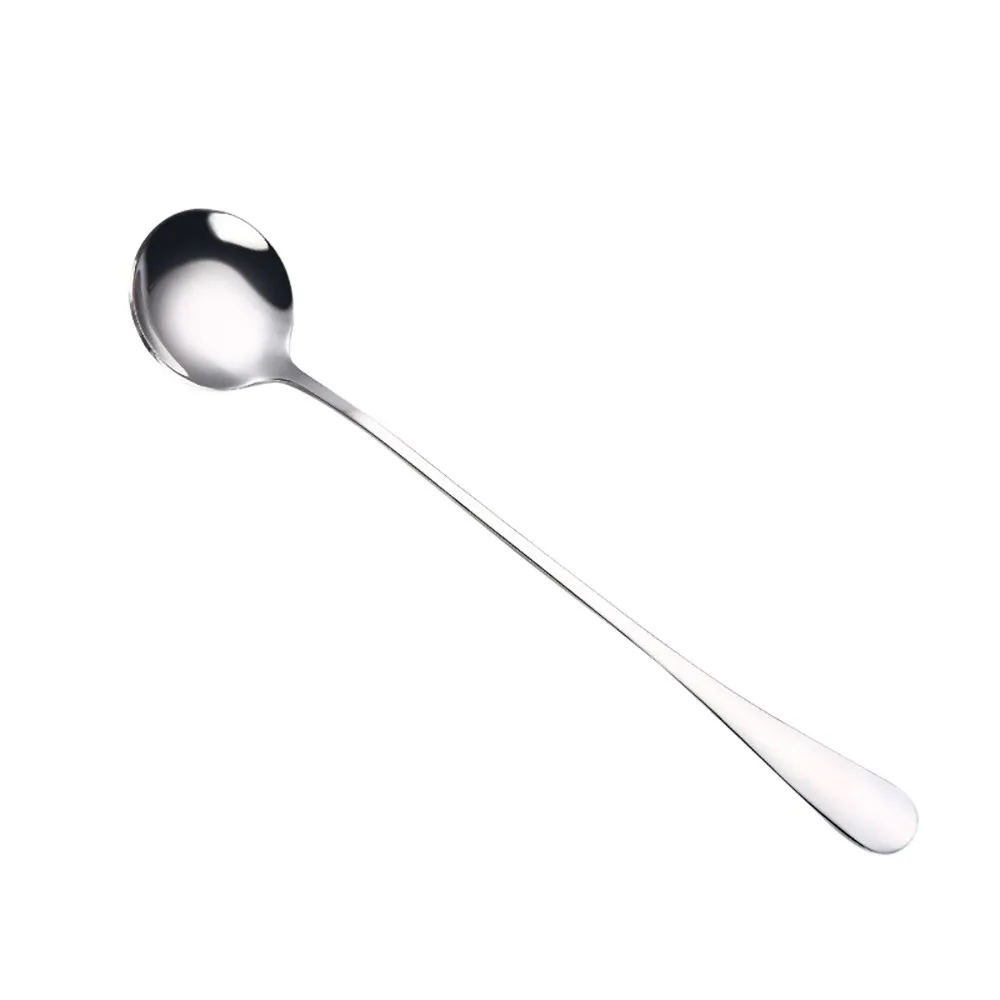 Hot 410 Stainless Steel Long Handled Spoon Metal Colorful Spoon Handle Spoons Flatware Ice Cream Drinking Tools Scoop