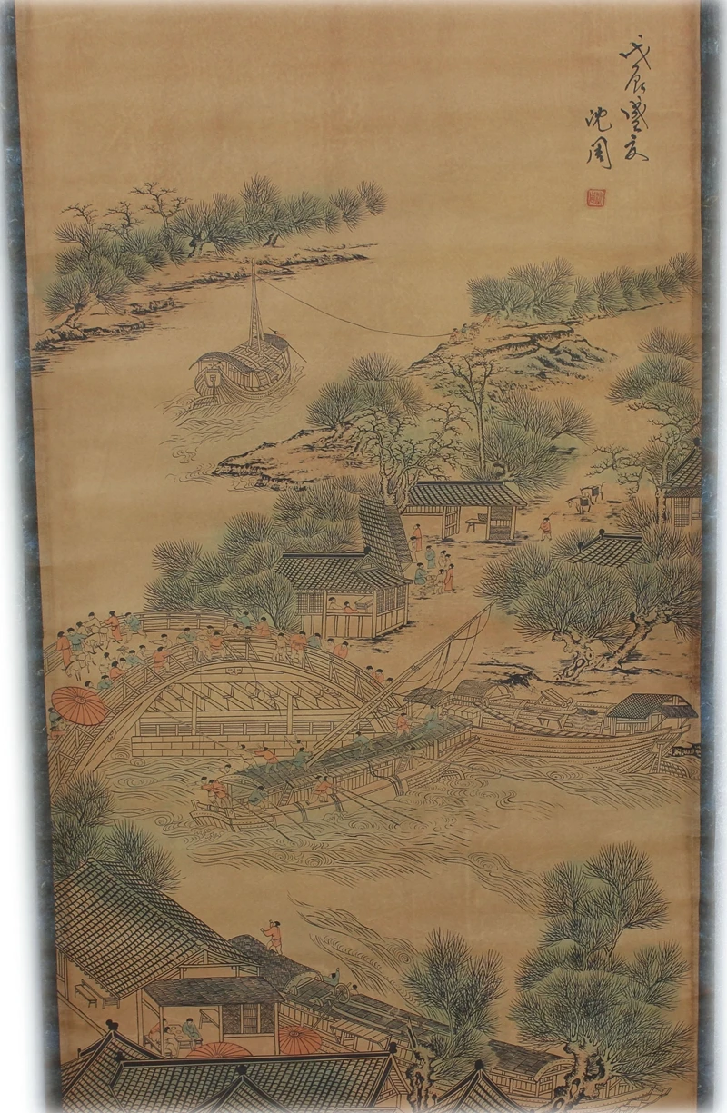 

Rare Hand-painted QingDyansty Chinese vertical axis paintings,Landscape scenery,#03,hand drawn, free shipping