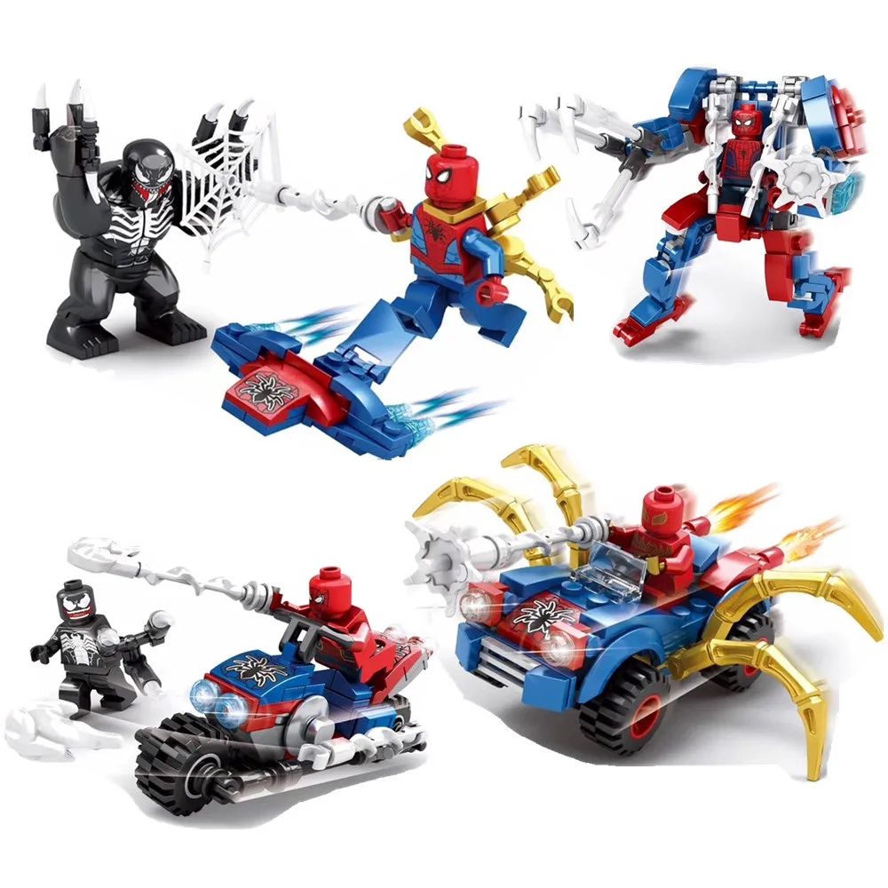 

4Pcs Marvel Avengers Endgame Super Heroes Spiderman Venom Mech Figures Building Blocks Bricks Assemble Toys Compatible With Lego