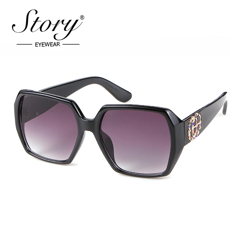 

STORY Brand Vintage Oversized Square Sunglasses 2018 Fashion Bee Big Frame Sun Glasses For Women Gradient Shades Female UV400