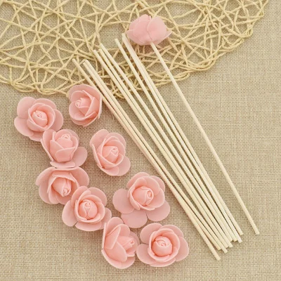 10pcs Colorful 3mm Rattan Artificial Flower Fragrance Diffuser Replacement Refill Stick Home Decor Supplies - Цвет: Orange pink