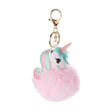 Прекрасный единорог плюшевая игрушка искусственный мех кролика мяч помпон чучело животное для детей мини милая игрушка подарок