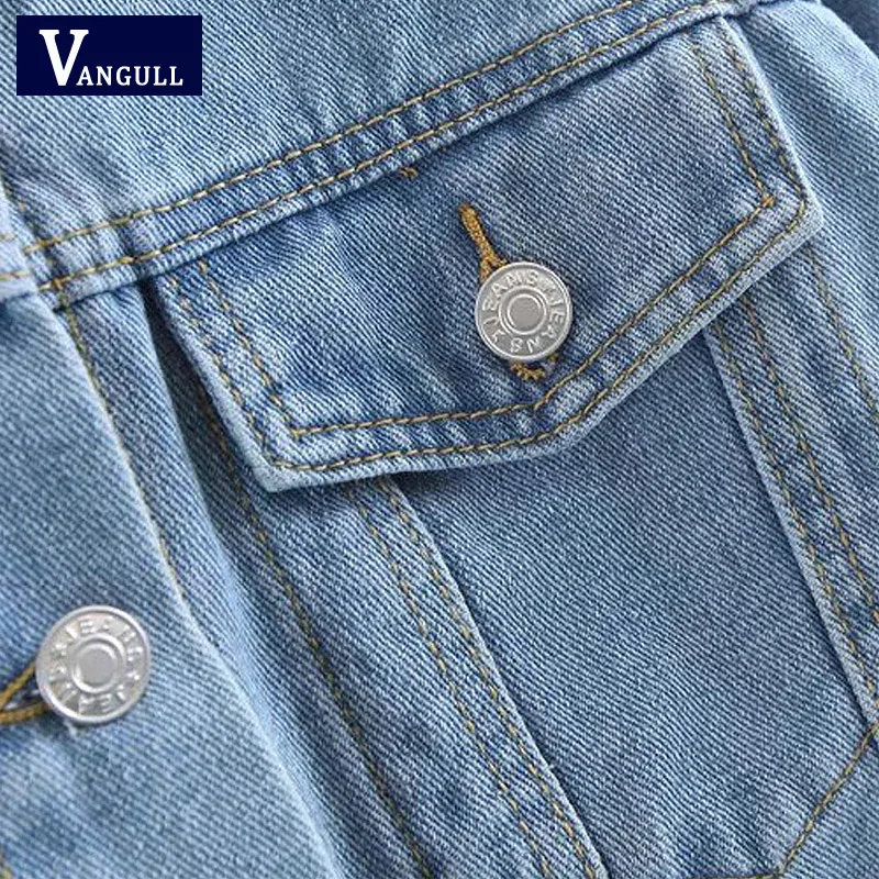 incredible  Spring Blue Lace Up Lattice Eyelets Back Classic Basic Denim Jacket New Style Single Breasted Casua