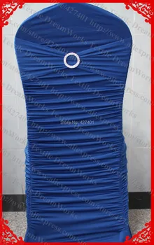 

NO.32 Blue Ruffled Lycra Chair Covers With Lycra Band And Tow Row Round Buckle (with pin) For Wedding Decoration & Party