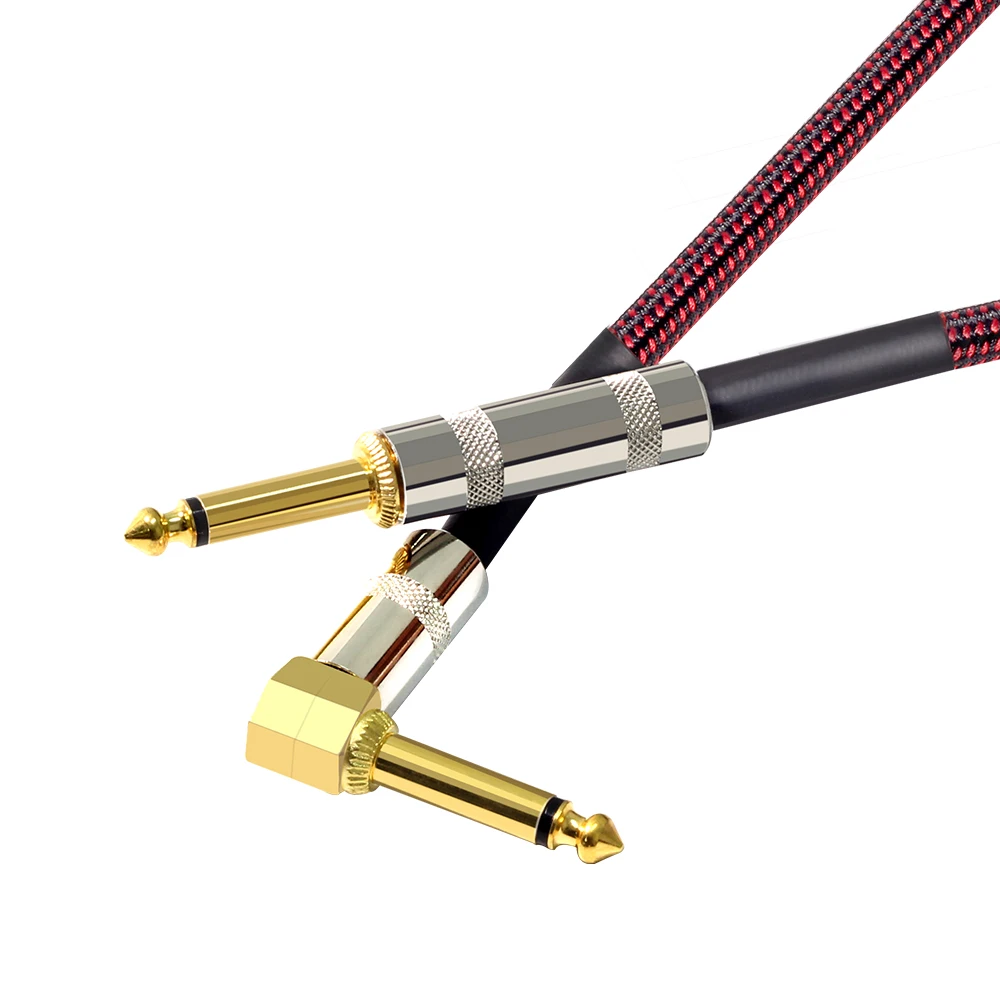 1 pc 6.35 gold-plated guitar line electric guitar cable high-end woven mesh guitar audio cable 3m