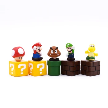 

5Styles/Set New Super Mario Bros Figuras de Juguete Paquete 5 cm 2 "Mario Goomba Koopa Troopa Luigi Mushroom Free Shipping