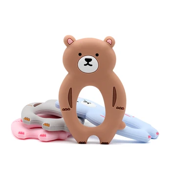 

5pc Baby Toys Silicone Beads DIY Baby Rattles Bracelets Teething silicone teether Pendant bear For children's Toys Teether