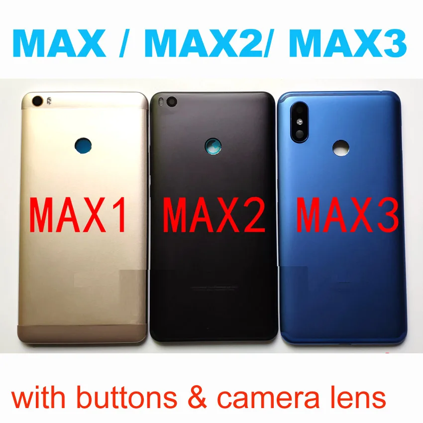 Лучший металлический чехол для задней панели, крышка для батареи, чехол для Xiaomi Mi MAX 2 3 MAX2 MAX3, кнопки питания и стекло для объектива камеры