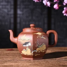 400 мл фиолетовая глина yixing чайник настоящий Полный ручной циншуй грязевой окрашенные шесть вечеринок чайник кунг-фу