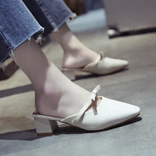 2019 new pointed outer wear baotou half slippers with a word drag Muller lazy slippers
