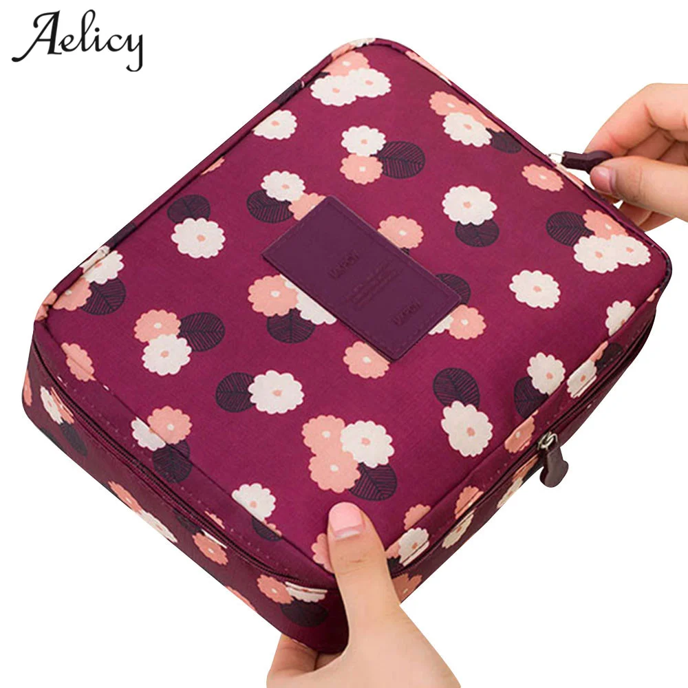 Aelicy женская косметичка чехол Цветочный нейлон на молнии новый дорожный моющийся