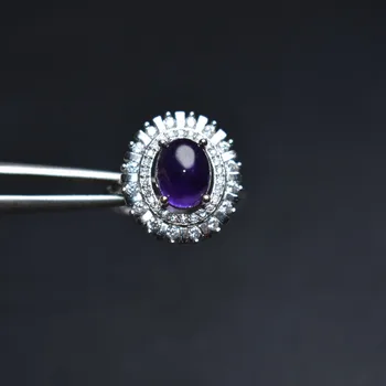 

On sale Fine Jewelry Real 925 Steling Silver s925 100% Natural amethyst Gemstone Female Female Rings Christmas Gift