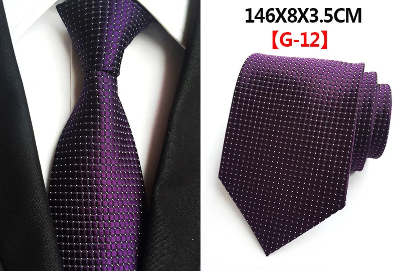 Классический Модный Шелковый галстук в клетку, в полоску, однотонный, зеленый, оранжевый, красный, в горошек, галстук для мужчин, деловые, вечерние, свадебные, официальные, 8 см галстуки