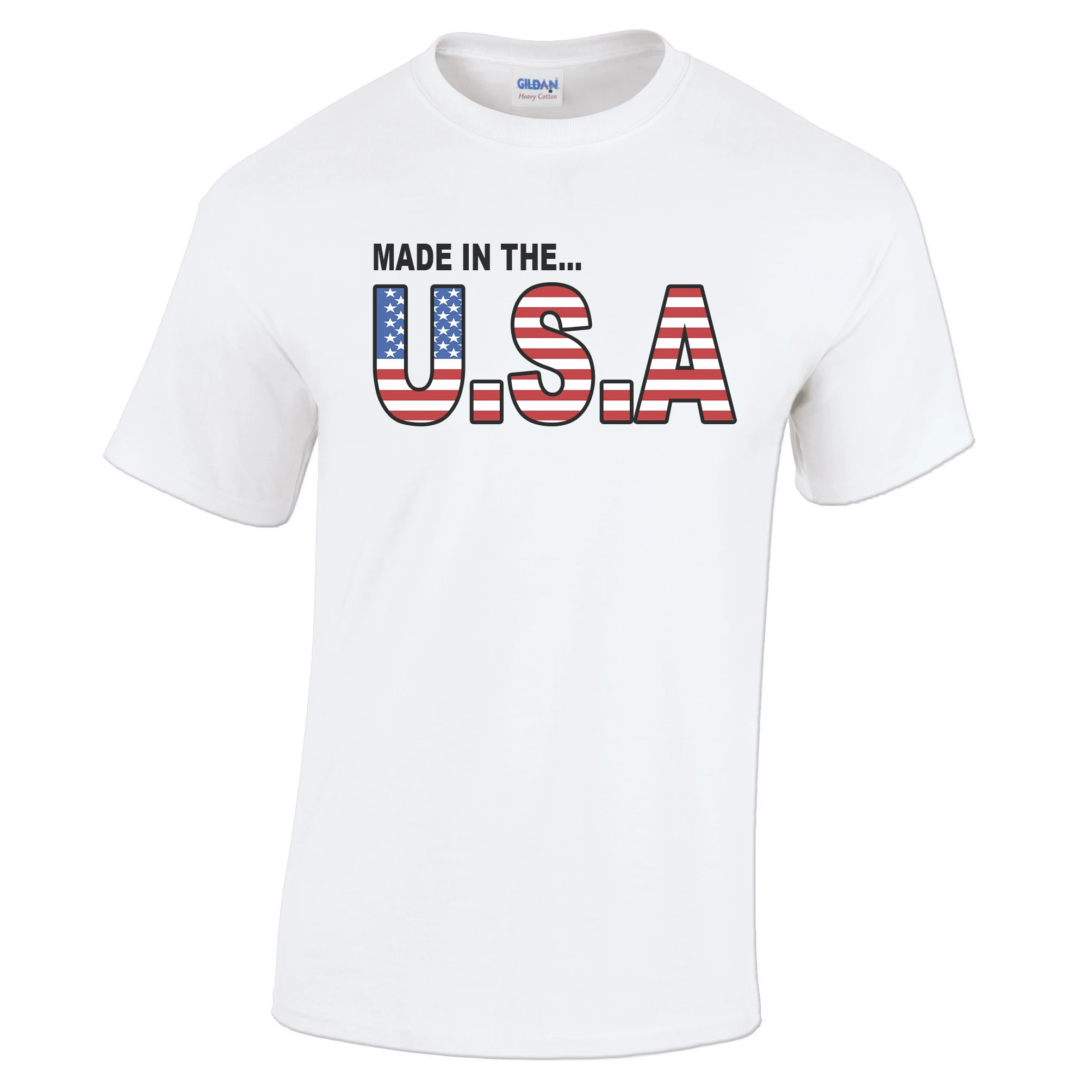 Made In The USA Stars Stripes New Fashion Brand Men Clothes Solid Color Short Sleeve Slim Fit T