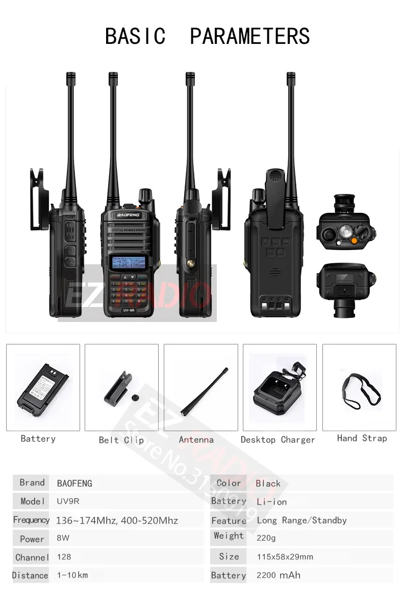 Baofeng 8 W радио UV-9R Водонепроницаемый IP67 Walkie Talkie 10 км Baofeng UV-XR GT-3WP UV-5S UV-5R WP Long Range радио для охоты