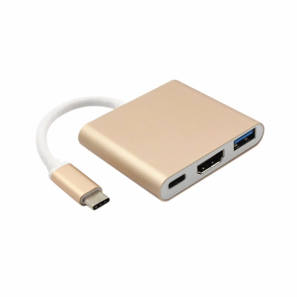 USB 3,1 Тип-C к HDMI адаптер USB 3,0 3-в-1 Зарядка PD подставка для концентратора 4 K конвертер кабель для Apple Macbook