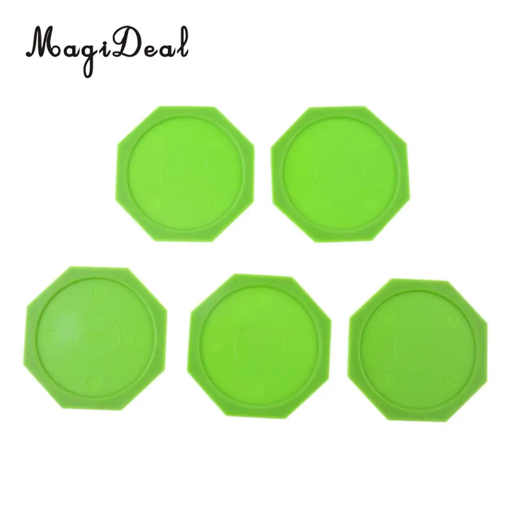 MagiDeal 5 Pieces Air Hockey Octagon Pucks for Full Size Air Hockey Tables Green