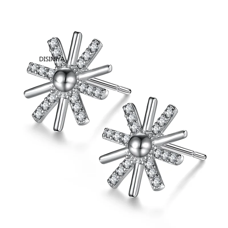 

Hot-selling 100% 925 pure silver zircon sunflower Earrings exquisite jewelry aretes de mujer modernos 2019