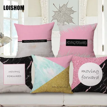 

Pink Black Marble Pillow Cover Geometric Home Decor Cushion Cover Linen Cotton Throw Pillows Pillowcase Pillowsham 45X45CM