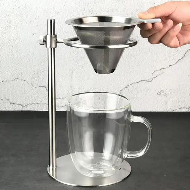 Best Price Stainless Steel Coffee Dripper Paperless Adjustable Height Double Layer Filter Coffee Dripper Stand For Home Coffee Marker Best Price Stainless Steel Coffee Dripper Paperless Adjustable Height Double Layer Filter Coffee Dripper Stand For Home Coffee Marker