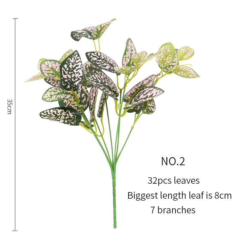 Декоративные растения искусственные растения дешевые листья поддельные зеленые папоротники листья черепаха бамбуковые листья ветка дерева Тропические Зеленые растения - Цвет: NO.2