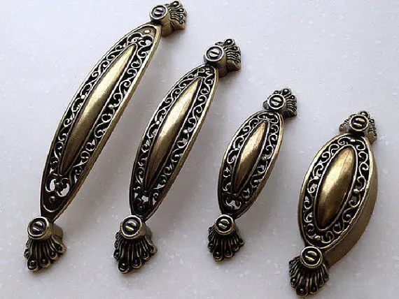 Cabinet Handles Pulls Knobs Antique Bronze Openwork / Dresser Drawer Pulls Handle Knob / Vintage Furniture Door Hardware Rustic dresser knobs oval antique bronze drawer knobs pulls handles cabinet door knobs pull handle rustic furniture knob hardware