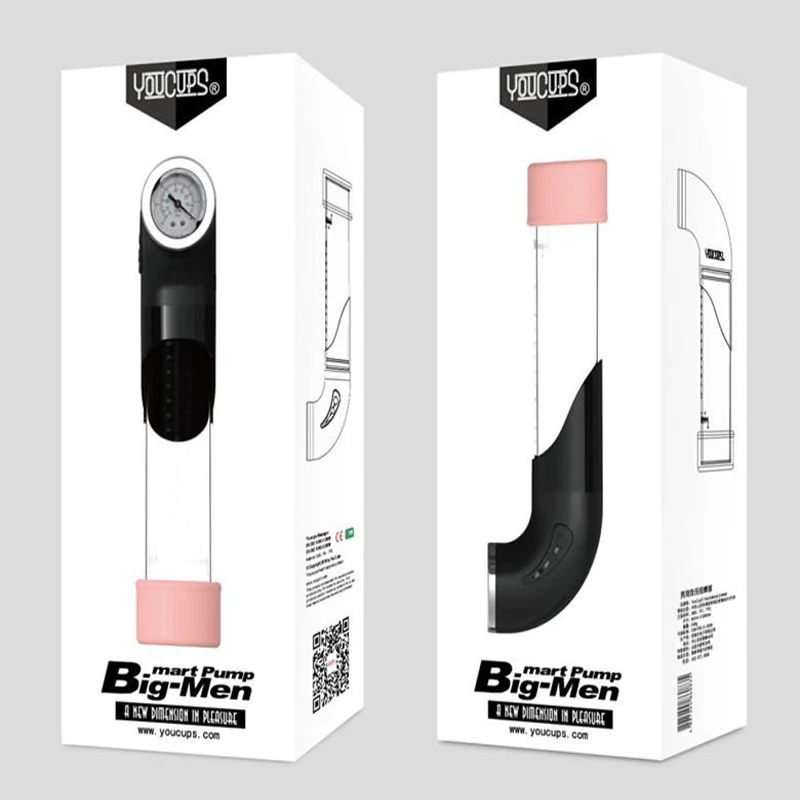 Мужской вакуумный насос с манометром USB зарядкой для увеличения пениса эрекцией