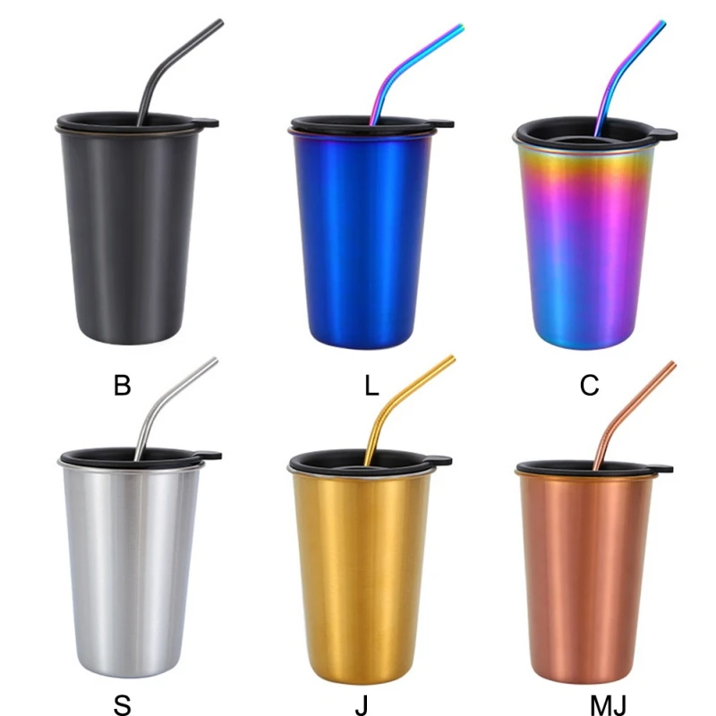 

Stainless Steel Tumbler with Straw - Hot and Cold Double Wall Drinking Cups Coffee Mugs Light Weighted Easy To Carry