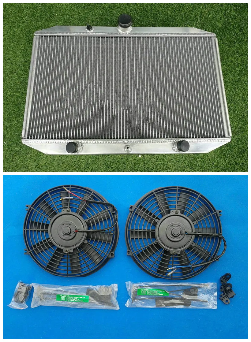 62MM Aluminum Radiator + Fans For Jaguar XKE 5.3L E-TYPE Series 3 V12 1971-1974 1971 1972 1973 1974 | Автомобили и мотоциклы