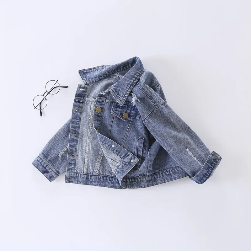 COOTELILI 80-130cm Fashion 2018 Spring Kids Girls Coat For Boys Windbreaker Children Clothes Distrressed Denim Jean Jacket  (4)