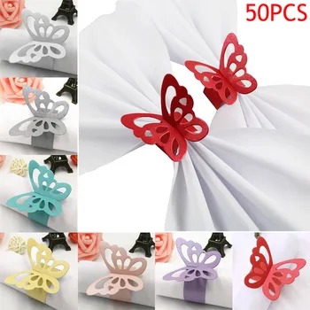 

Pearlescent 50 Pcs/Set Lovely Butterfly Paper Napkin Rings Supplies For Wedding Party Decoration FPing
