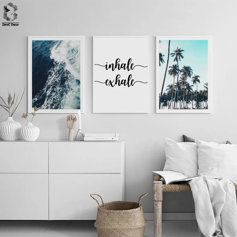 

Scandinavian Tropical Decoration Sea Leaf Canvas Poster Landscape Nordic Style Wall Art Print Nature Painting Decorative Picture