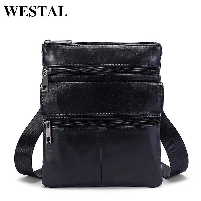 WESTAL الرجال حقيبة جلدية أصلية الذكور جلد البقر رفرف رجل حقيبة ساعي بريد للرجال الكتف Crossbody أكياس للرجال حقائب جلدية 7901