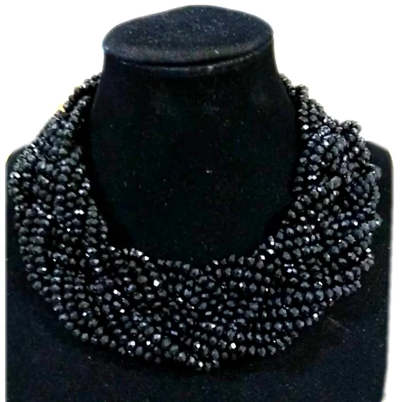 

African Jewelry Set Beads Black Crystal Bridal Jewelry Set 6 MM Beads Made Jewellery Set Nigerian Wedding Beads Free Ship 2018