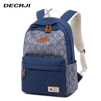 

DECRJI Printing Female Backpack Women 15.6 Inch Laptop School Bags For Teenage Girls Canvas Backpack Rucksack Woman Bag Zipper