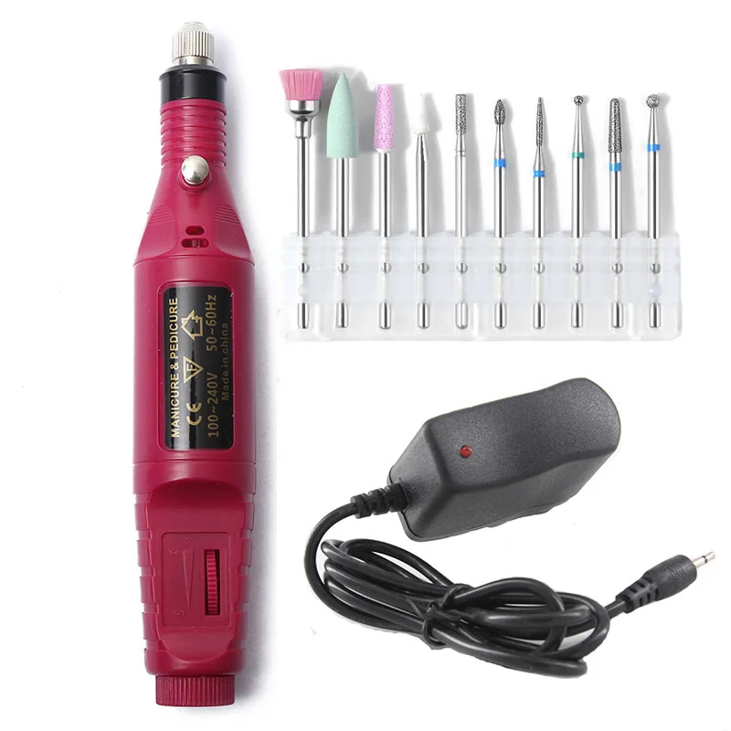 Kaufen 1set 10 Bits Professionelle Elektrische Datei Maniküre Maschine Häutchen Schneider Nail art Bohrer Mühle Zubehör Neue Anzeige EU UNS stecker