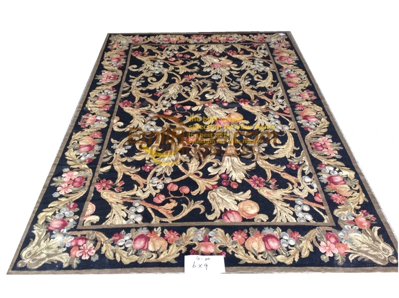 

Needle-point Knits Hand-made Carpets Orbusson Oriental Embroidered Carpet With Interwoven Woollen Wreath