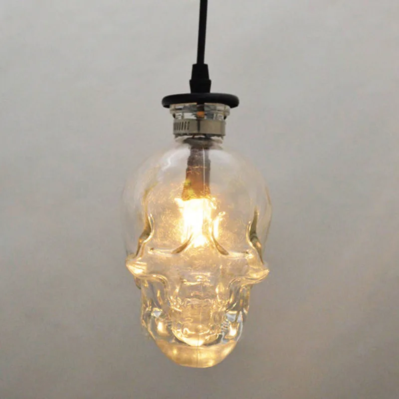 Креативная стеклянная подвеска «скелет» лампа E14 подвесной прозрачный стеклянный кулон свет для лофт Бар Кафе Ресторан череп осветительный прибор