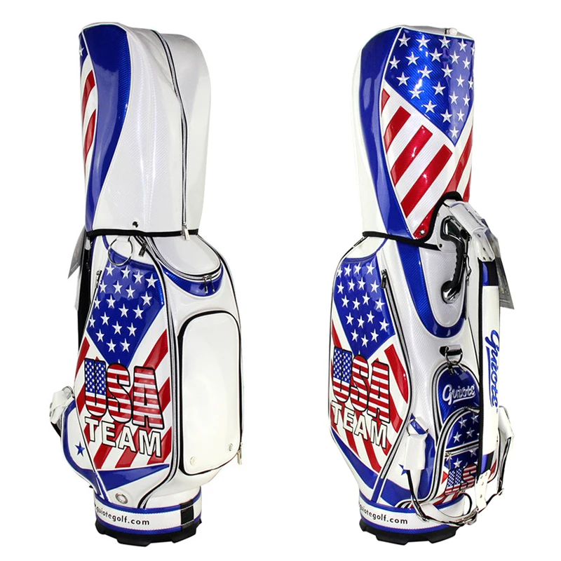 PU Leather Luxury Golf Staff Bag for Man and Woman, Golf Cart Bags with Embroidery Design