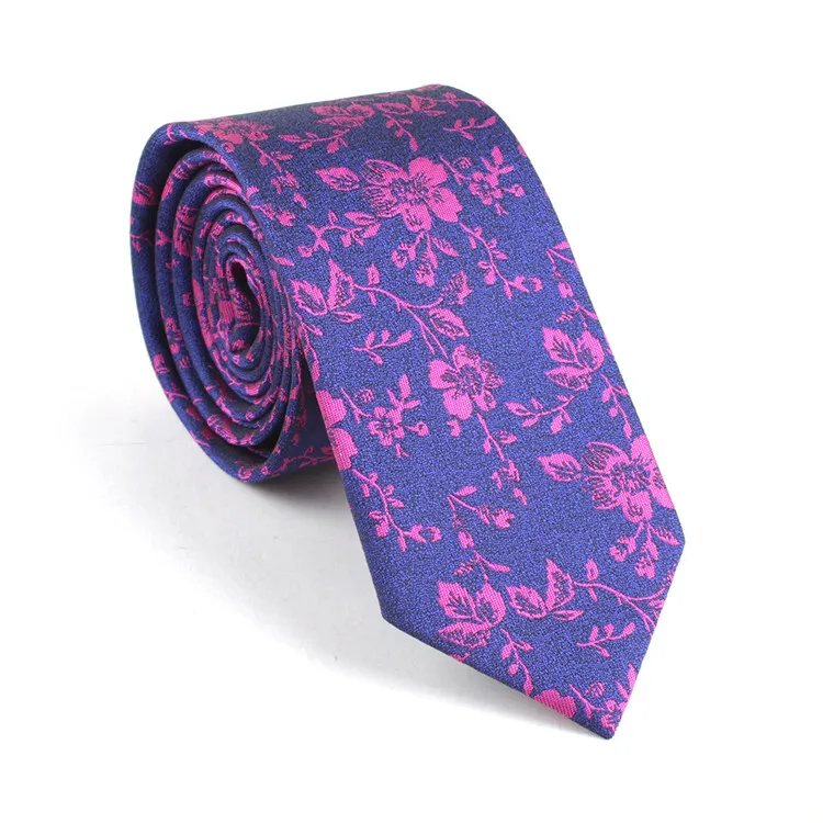 TagerWilen мужской полиэстер шелковые галстуки 6 см Тонкий облегающий узкий цветочный розовый цветы галстук Gravata Свадебная вечеринка жениха T-236 - Цвет: 6