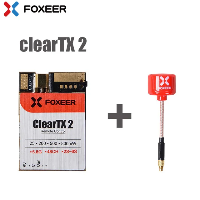 

Original Foxeer ClearTX2 5.8G 48CH 25/200/600MW switchable Transmitter 2S-6S FPV w/ Lollipop 2 Antenna for FPV Racing Drone
